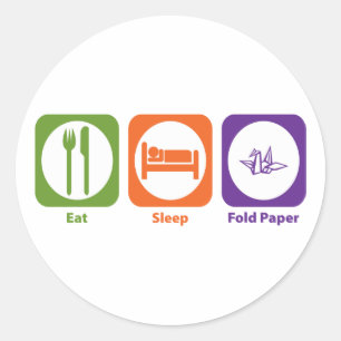 Eat Sleep Fold Paper Classic Round Sticker