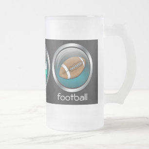 Eat Sleep Football : Blue : Frosted Beer Stein