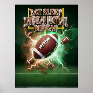 Eat Sleep Football Flame Poster