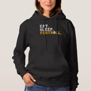 Eat Sleep Football Orange Pul Hoodie