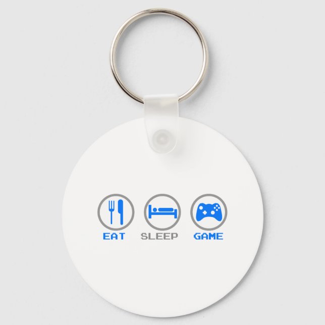 Eat Sleep Game Again - Gamer, geek video games Key Ring (Front)