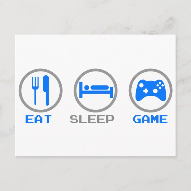 Eat Sleep Game Again - Gamer, geek video games Postcard (Front)