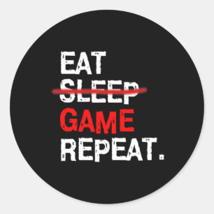 Eat Sleep Game Repeat Board Pc Video Gamer Birthda Classic Round Sticker