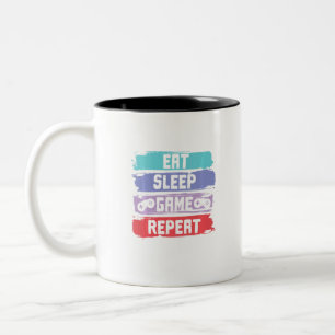 Eat Sleep Game Repeat Controller Two-Tone Coffee Mug