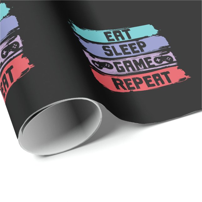 Eat Sleep Game Repeat Controller Wrapping Paper (Roll Corner)