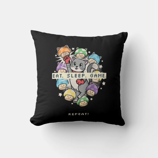 Eat, Sleep, Game, Repeat Cushion (Front)