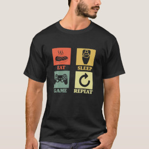 Eat Sleep Game Repeat Funny Gamer Gift Boys Teen T-Shirt