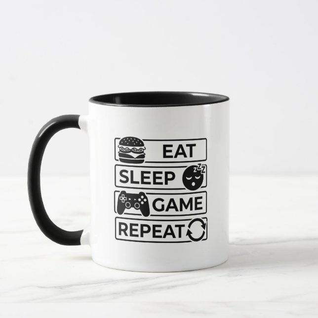 Eat Sleep Game Repeat Funny Retro Gamer Mug (Left)