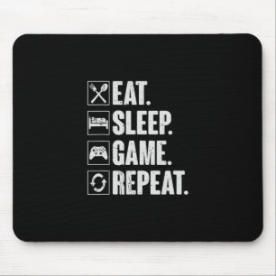 Eat Sleep Game Repeat Funny Video Gamer Gift Gamin Mouse Mat