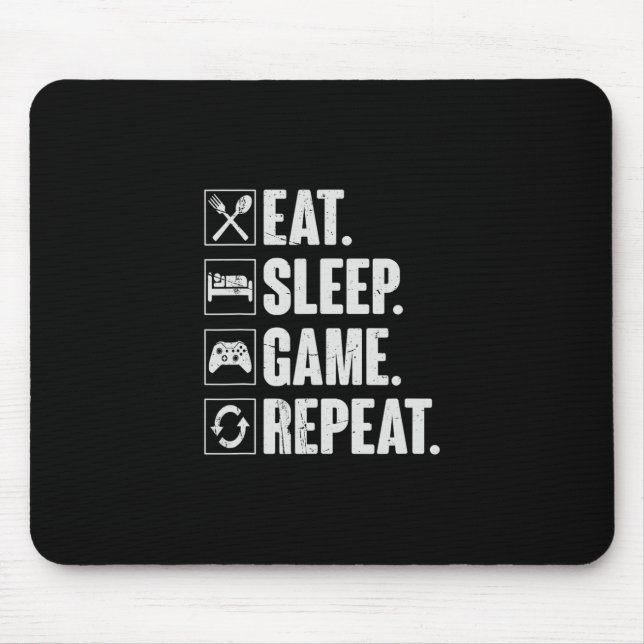 Eat Sleep Game Repeat Funny Video Gamer Gift Gamin Mouse Mat (Front)