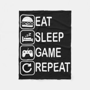 Eat Sleep Game Repeat Funny Video Gamer Gifts 1 Fleece Blanket