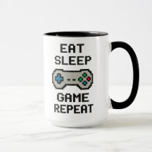 Eat Sleep Game Repeat – Gamer Pixel Art Mug