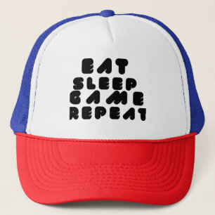 Eat Sleep Game Repeat – Gamer Quote Trucker Hat