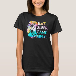 Eat Sleep Game Repeat Gaming Gamer Boy Girl Waterc T-Shirt