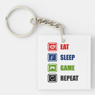 Eat, sleep, game, repeat key ring