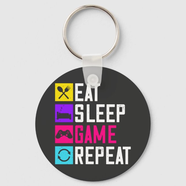Eat-Sleep-Game-Repeat Key Ring (Front)