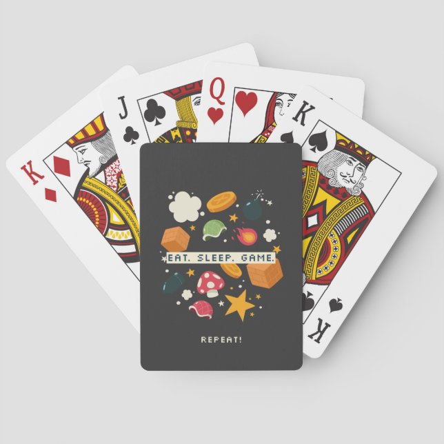 Eat. Sleep. Game. Repeat. Playing Cards (Back)