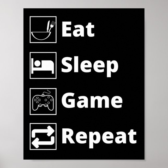 Eat sleep game repeat poster (Front)