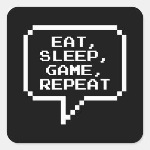 Eat Sleep Game Repeat Square Sticker