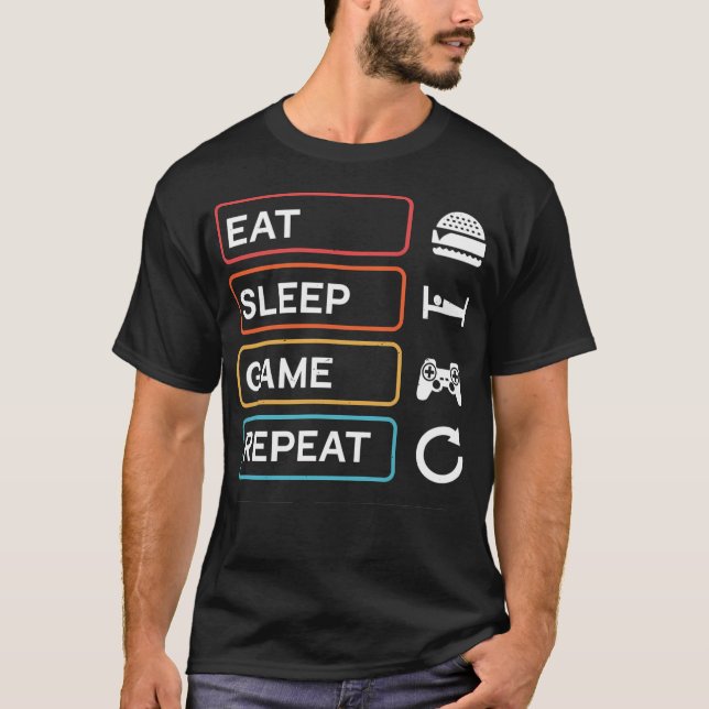 Eat Sleep Game Repeat T-Shirt (Front)