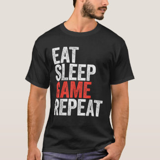 Eat Sleep Game Repeat  Video Gamer Gif  T-Shirt