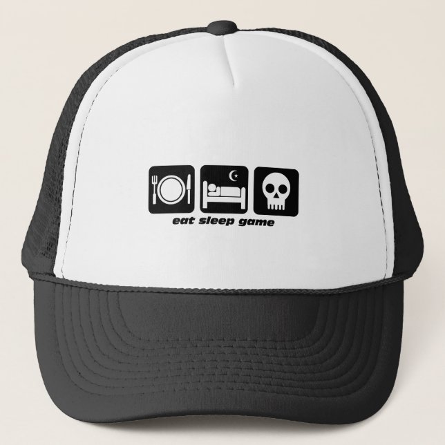 Eat sleep game trucker hat (Front)