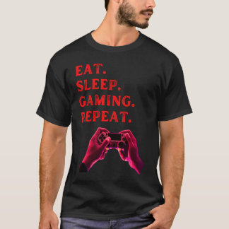 eat sleep gaming repeat fummy gamer saying boys gi T-Shirt