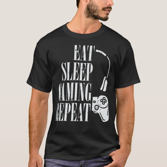 Eat Sleep Gaming Repeat Funny Gamer Boys Kids Todd T-Shirt (Front)