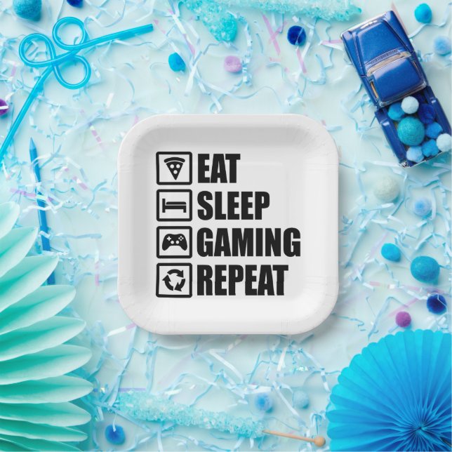 Eat Sleep Gaming Repeat - Perfect Gift for Game Paper Plate (Party)