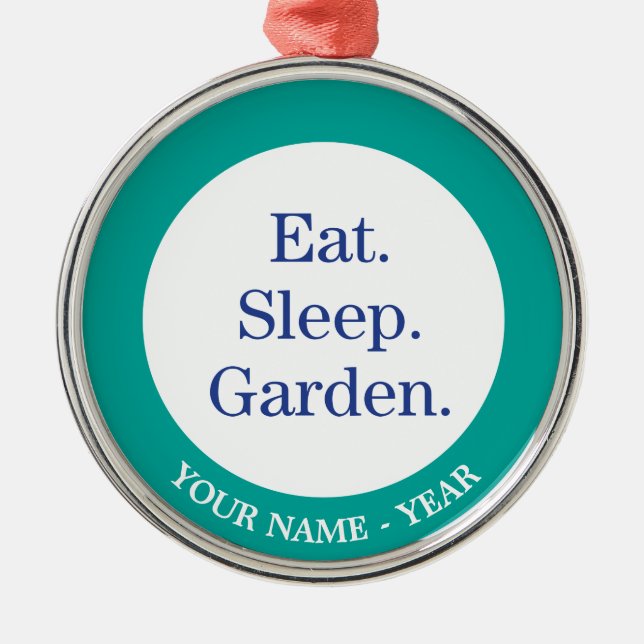 Eat. Sleep. Garden. Metal Tree Decoration (Front)