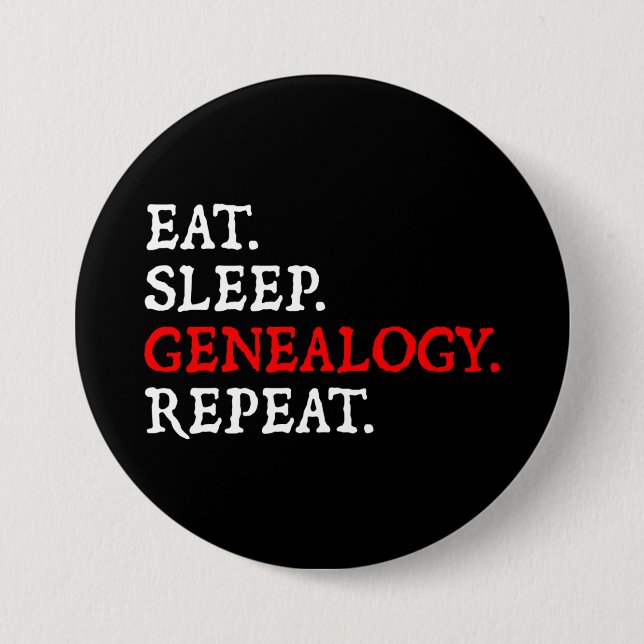 Eat. Sleep. Genealogy. Repeat. 7.5 Cm Round Badge (Front)