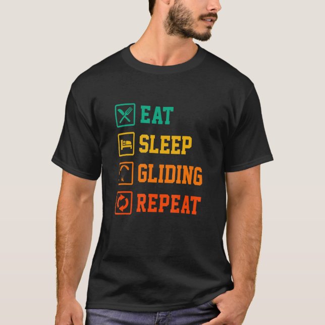 Eat Sleep Gliding Repeat Paragliding Parachute Par T-Shirt (Front)