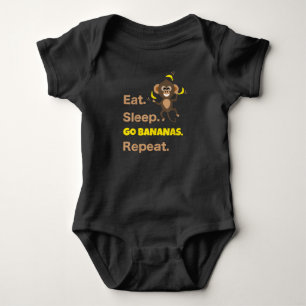 Eat Sleep Go Bananas Repeat Funny Cute Monkey Baby Bodysuit