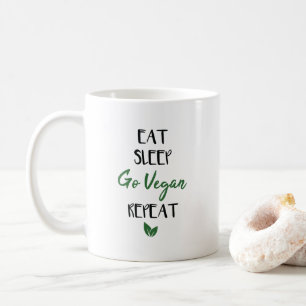 Eat Sleep Go Vegan Repeat Plant Based Diet Vegan Coffee Mug