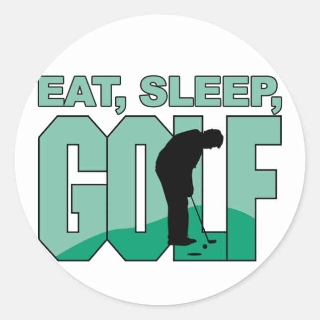 Eat Sleep Golf Classic Round Sticker (Front)