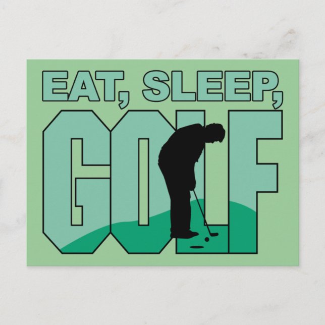 Eat Sleep Golf Postcard (Front)