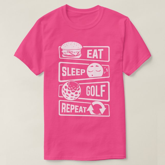 Eat Sleep Golf Repeat Golf Ball Golf Course Putter T-Shirt (Design Front)