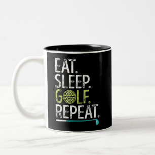 Eat Sleep Golf Repeat Golfing Golfer Funny Men Wom Two-Tone Coffee Mug