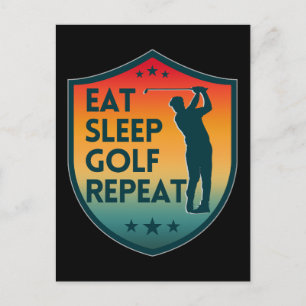 EAT SLEEP GOLF REPEAT POSTCARD