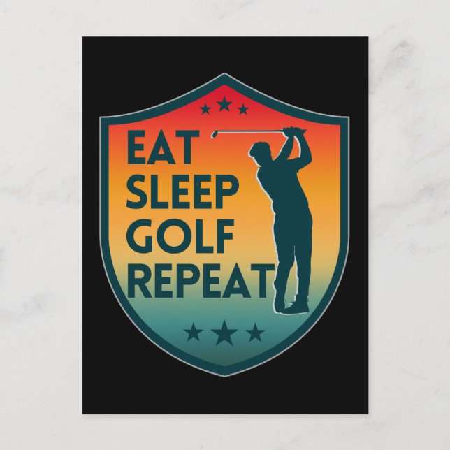 EAT SLEEP GOLF REPEAT POSTCARD (Front)