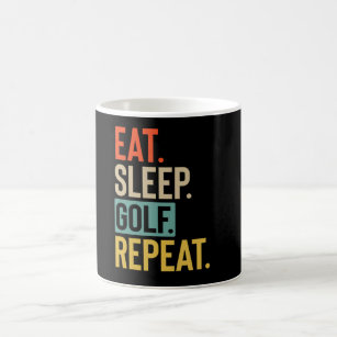 Eat Sleep golf Repeat retro vintage colours Coffee Mug
