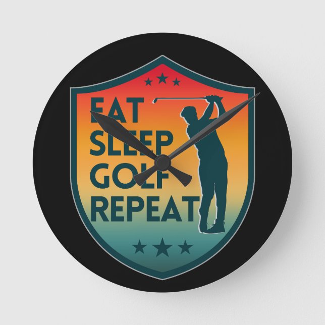 EAT SLEEP GOLF REPEAT ROUND CLOCK (Front)