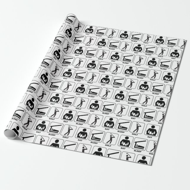 Eat Sleep Golf Wrapping Paper (Unrolled)