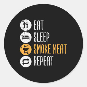 Eat Sleep Grill Meat Repeat Bbq Rbecue Grill Men W Classic Round Sticker