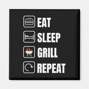 Eat Sleep Grill Repeat Bbq Griller Father's Day Magnet