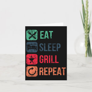 Eat Sleep Grill Repeat Card