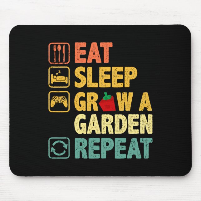 Eat Sleep Grow A Garden Repeat Funny Game Gamer  Mouse Mat (Front)