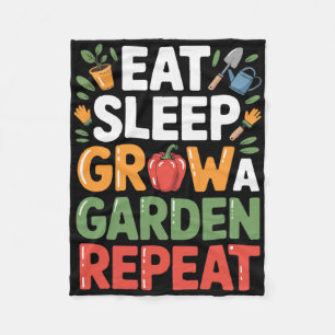 Eat Sleep Grow A Garden Repeat Funny Gamer Design Fleece Blanket