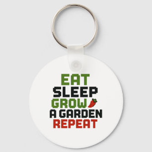Eat Sleep Grow A Garden Repeat Funny Gardening Lov Key Ring
