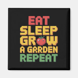 Eat Sleep Grow A Garden Repeat Funny Gardening Lov Magnet